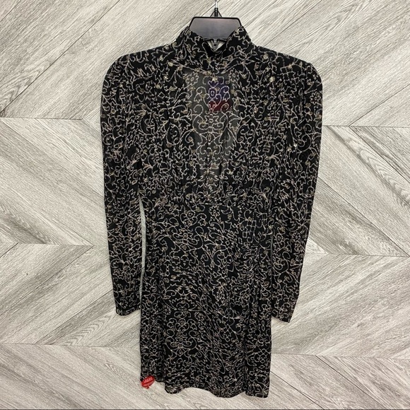 Ba&sh | Acia Metallic Embroidery Open Back Long Sleeve Dress Size 0 NEW - Picture 7 of 16